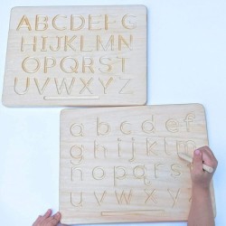 Wooden Montessori Tracing Boards Alphabet Number 2 pcs Set 29cm Educational Toys