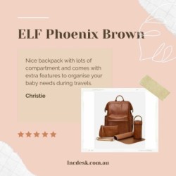 ELF PHOENIX Nappy Bag Backpack Vegan Leather Coffee 5pcs Diaper Baby Mummy Gift