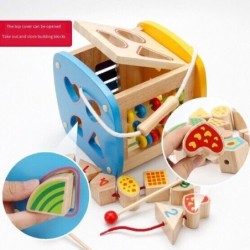 Wooden Activity Cube Xylophone Rope Shape Sorting Kids Education Learning Toys