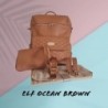 ELF Ocean Nappy Bag Backpack Diaper Vegan Leather Brown Baby Mummy 5pcs Gift AU