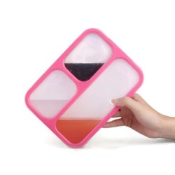 Pink Leakproof Bento Lunch Box 540ML 3 Comp + spork BPA Free Microwavable