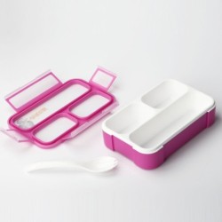 Pink Leakproof Bento Lunch Box 540ML 3 Comp + spork BPA Free Microwavable