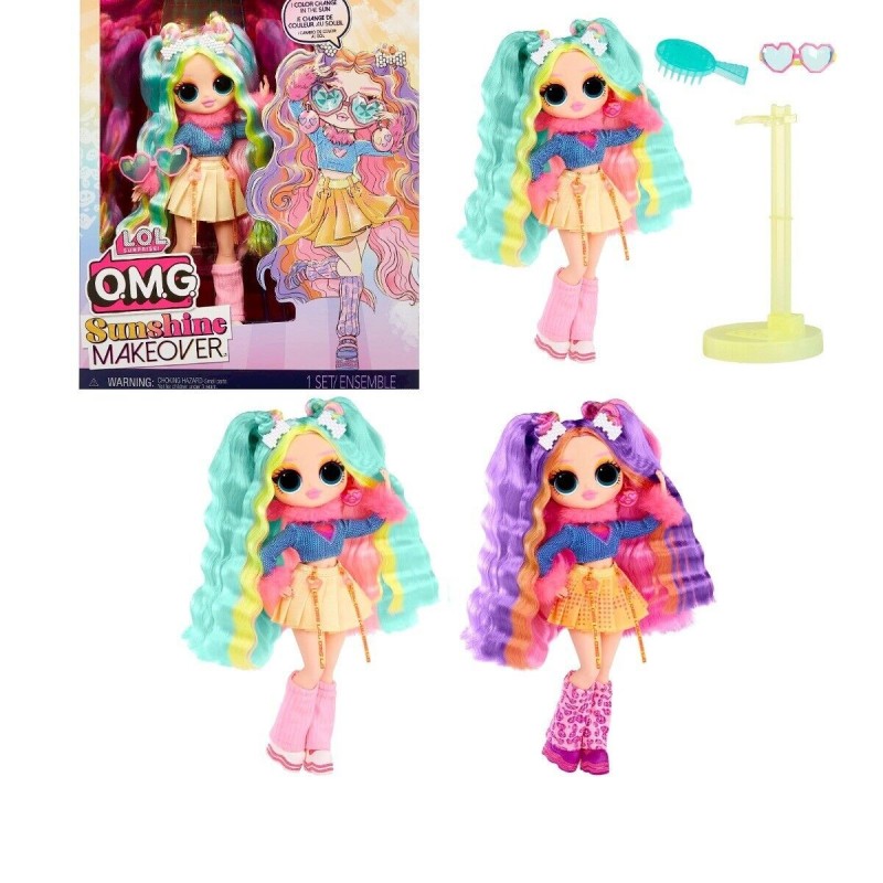 LOL Surprise OMG Sunshine Makeover Bubblegum DJ Fashion Doll with Color Change