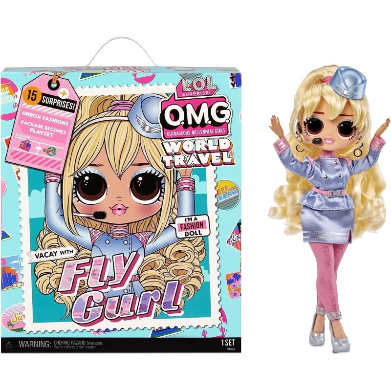 LOL Surprise OMG World Travel Fly Gurl Fashion Doll 15 Surprises Girl Play Toys