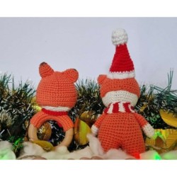 Amigurumi Crochet Stuffed Fox Doll Rattle Toy Baby Christmas Gift Set Box Hamper