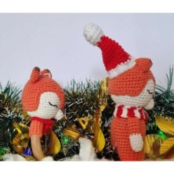 Amigurumi Crochet Stuffed Fox Doll Rattle Toy Baby Christmas Gift Set Box Hamper