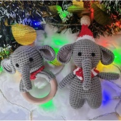 Amigurumi Crochet Stuffed Elephant Doll Toy Baby Christmas Gift Set Box Hamper