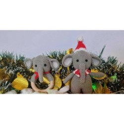 Amigurumi Crochet Stuffed Elephant Doll Toy Baby Christmas Gift Set Box Hamper