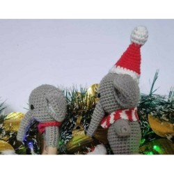 Amigurumi Crochet Stuffed Elephant Doll Toy Baby Christmas Gift Set Box Hamper