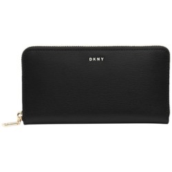 DKNY Bryant Black Gold Zip Around Wallet Cows Leather Authentic Brand New RRP209