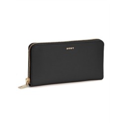 DKNY Bryant Black Gold Zip Around Wallet Cows Leather Authentic Brand New RRP209