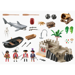 PLAYMOBIL 70413 Pirates Redcoat Bastion Playset Floating Boat Shark 101 pcs Play