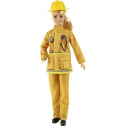 Barbie Doll You Can Be Anything Firefighter Playset Blonde Puppy Deluxe Career