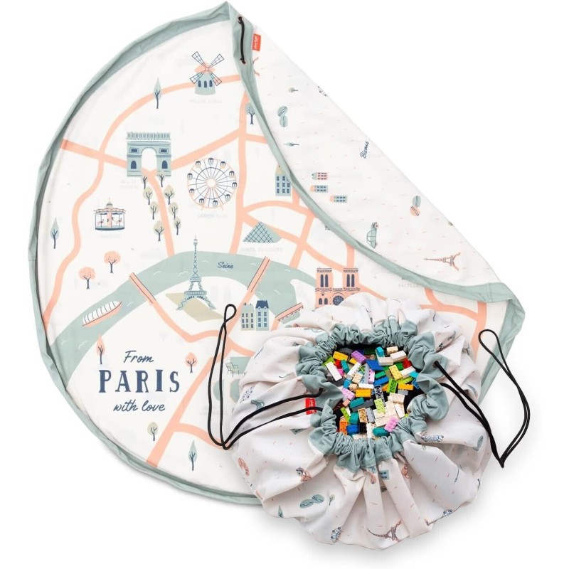 Play&Go Toy Storage Bag Paris Map Playmat Double Printed Reversible 140cm Large