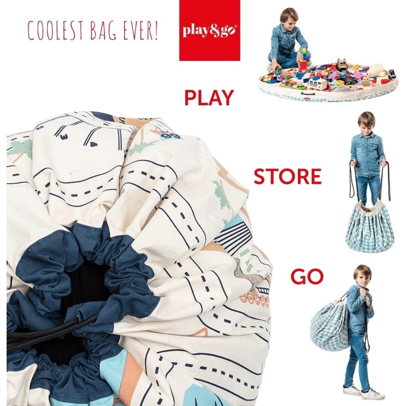 Play&Go Toy Storage Bag L.A. Roadmap Playmat Double Reversible