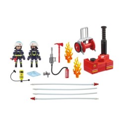 Playmobil 9468 Firefighters with Water Pump Hose Reel Spray Water Push Learning