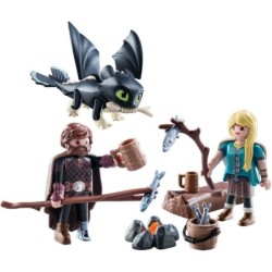 Playmobil How to Train your Dragon Hiccup, Astrid And Dragon 21pc 70040