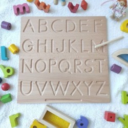 Wooden Montessori Tracing Boards Alphabet Number 2 pcs Set 29cm Educational Toys