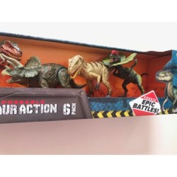 Poseable Dinosaur Action 6 Pack Create Epic Battles T-rex Allosaurus Triceratops