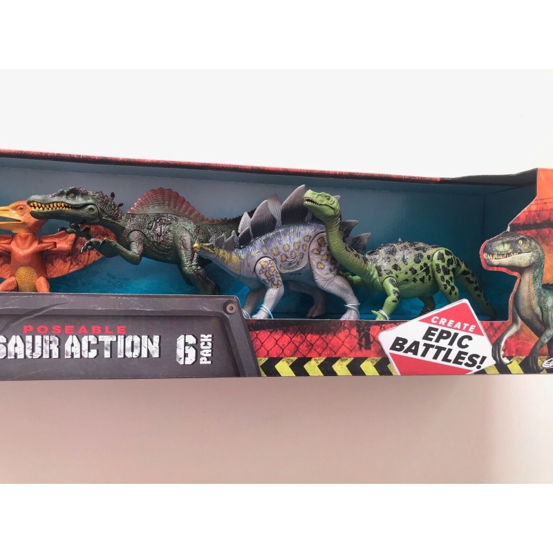 Poseable Dinosaur Action 6 Pack Create Epic Battles T rex Pteranodon Stegosaurus