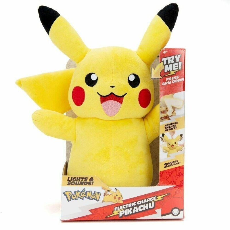 Pokemon Electric Charge Pikachu 11' Plush Lights Sounds Motion 30+ Reactions Toy