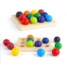 Wooden Colour Sorting Board with 12 Rainbow Balls Montessori Waldorf 3+ Toys