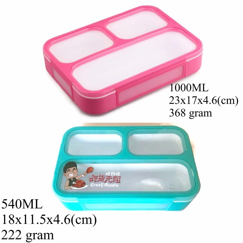 Leakproof Bento Lunch Box Pink 1000ML + Green 540ML BPA Free Microwavable