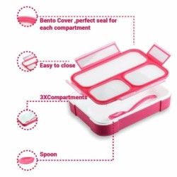 Leakproof Bento Lunch Box Pink 1000ML + Green 540ML BPA Free Microwavable
