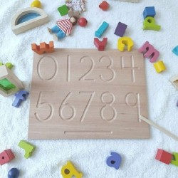 Wooden Montessori Tracing Boards Alphabet Number 2 pcs Set 29cm Educational Toys