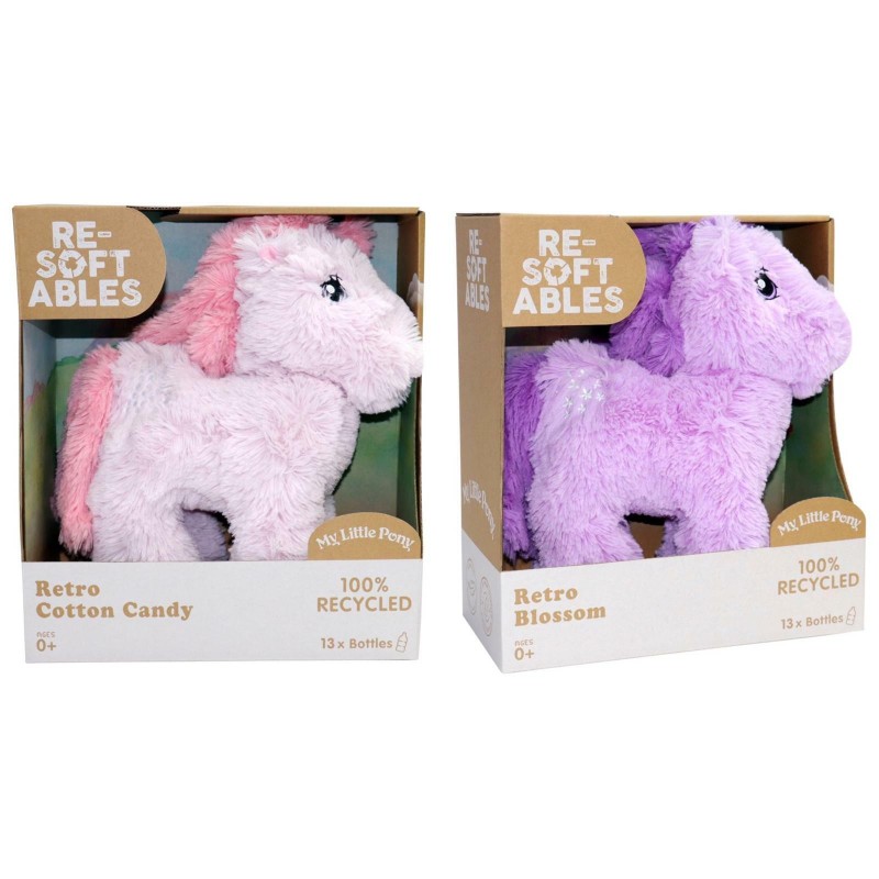 Resoftables My Little Pony Plush Doll Retro Cotton Candy Pink Purple Blossom Set