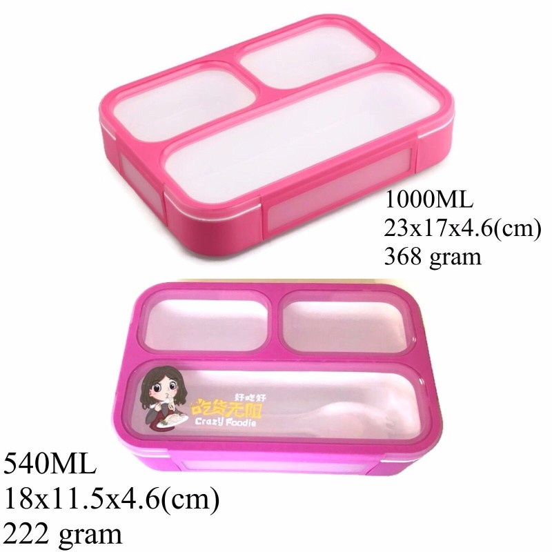 Leakproof Bento Lunch Box Pink 1000ML + Pink 540ML BPA Free Microwavable