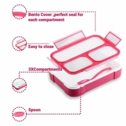 Leakproof Bento Lunch Box Pink 1000ML + Pink 540ML BPA Free Microwavable