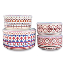 Signature Housewares 4 pcs Bowl + Lids Kitchen Food Storage Stoneware Container