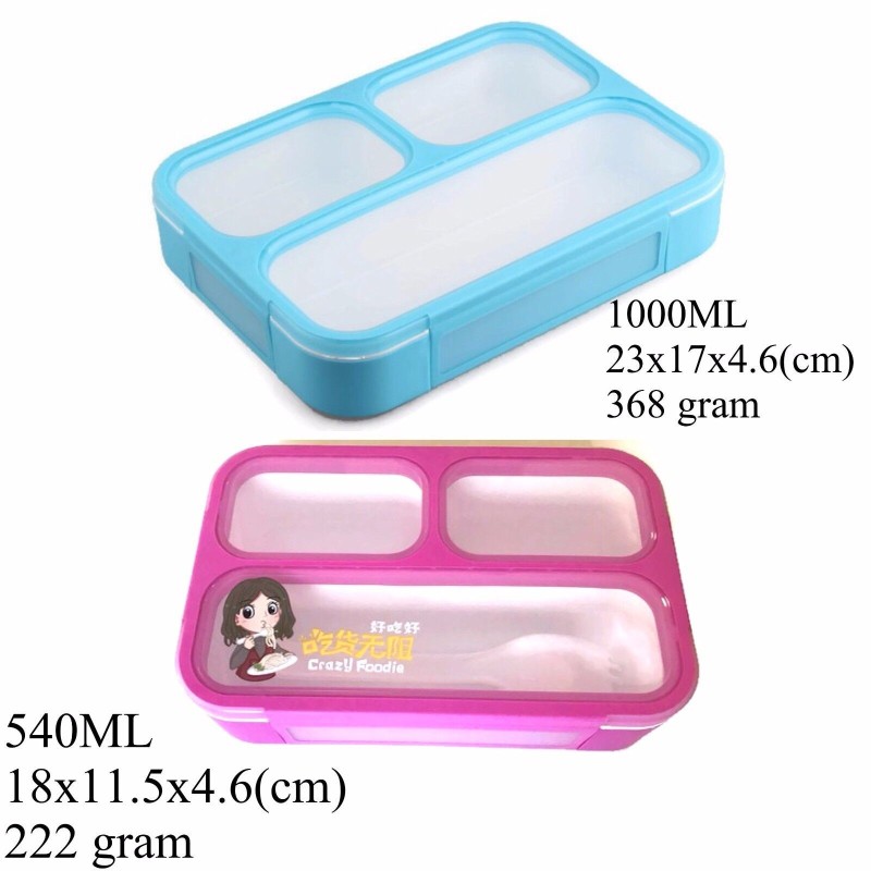 Leakproof Bento Lunch Box Blue 1000ML + Pink 540ML BPA Free Microwavable