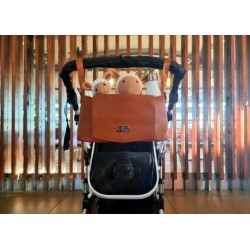 ELF QUINN Caddy Pram Vegan Leather Stroller Organiser Tan Brown New Mum Gift