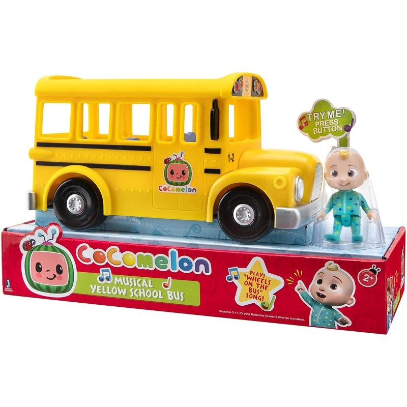 CoComelon Musical Yellow School Bus & JJ Figurine Plays ‘Wheels on The Bus’ Toy