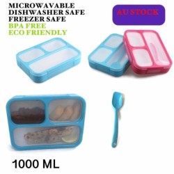 Leakproof Bento Lunch Box Blue 1000ML + Pink 540ML BPA Free Microwavable