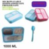 Leakproof Bento Lunch Box Blue 1000ML + Pink 540ML BPA Free Microwavable