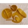 Baby Silicone Feeding Set Bib Plate Spoon Suction Bowl Cup 7 pcs set Mustard