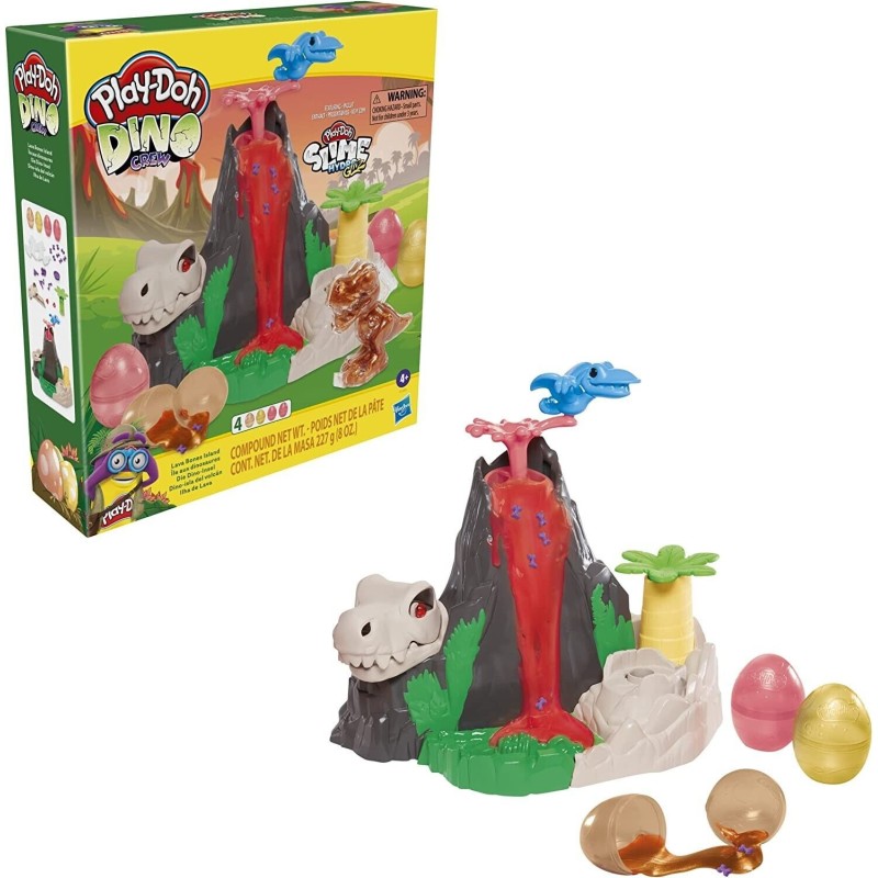 Play Doh Dino Crew Slime Hydro Glitz Lava Bones Island Volcano Playset Sensory