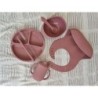 Baby Silicone Feeding Set Bib Plate Spoon Suction Bowl Cup 7 pcs Dusty Rose