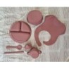 Baby Silicone Feeding Set Bib Plate Spoon Suction Bowl Cup 7 pcs Dusty Rose