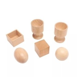 Montessori 3D Object Fitting Exercise Egg Ball with Cup Cube in Box Baby Toddler